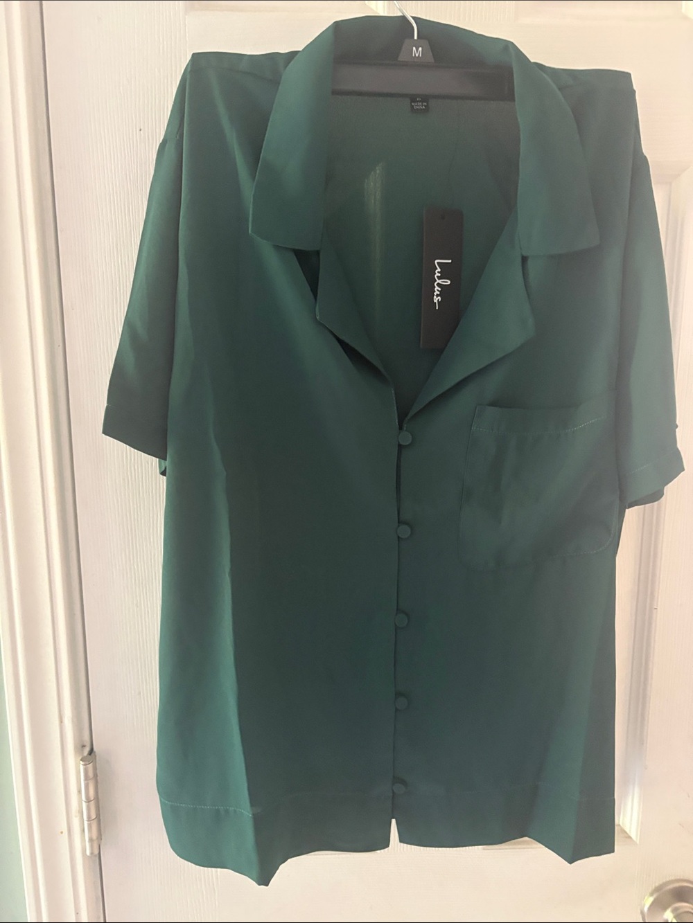 Lulu's Forest Green Short-Sleeve Button Down Camp Shirt